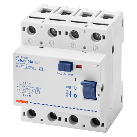 ÎNTRERUPTOR AUTOMAT DE CURENT REZIDUAL - IDP - 4P 125A TIP AC INSTANTANEU IDN=0,03A - 4 MODULE
