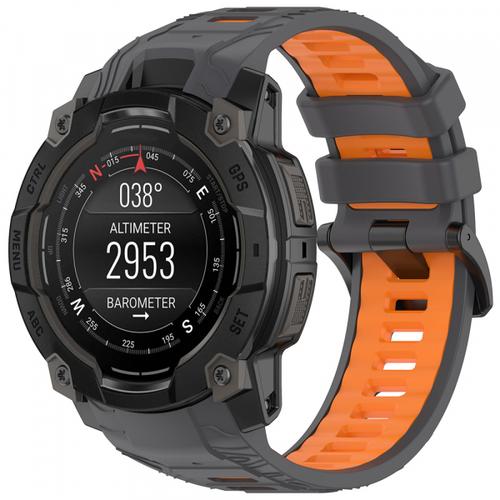 Curea Techsuit W077 pentru Garmin Instinct 3 45mm Solar / Instinct 3 45mm, Gri/Portocaliu