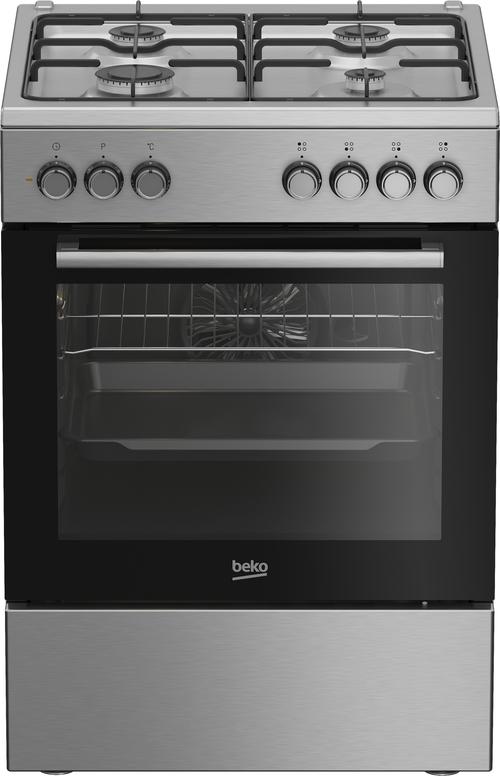 Aragaz Beko FBE62130GXDN, Gaz + Electric, 66 l, 4 arzatoare, Cuptor electric, Curatare cu abur (Negru)