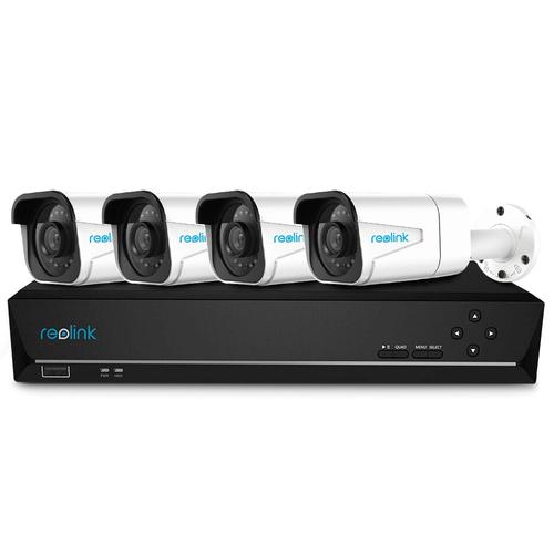 Sistem supraveghere IP exterior Reolink NVS8-8MB4, 4 camere, 4K, IR 30 m, 4 mm, microfon, HDD 2TB (Alb)