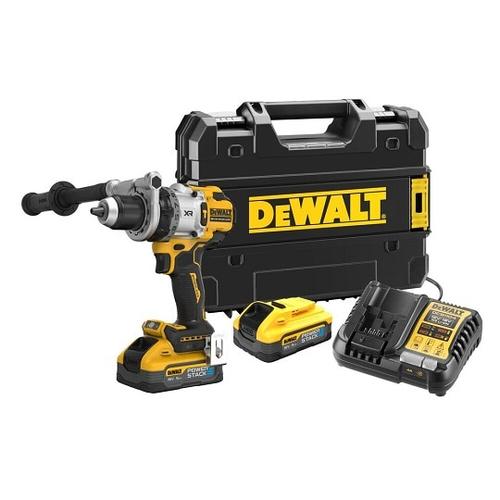 Masina de gaurit si insurubat, cu percutie, cu 2 acumulatori, 18 V, 5 Ah, DeWalt DCD1007H2T-QW, 2250 rpm, mandrina rapida, motor fara perii, cu valiza