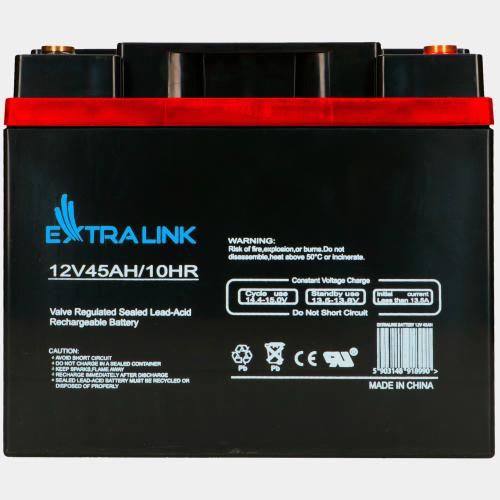 Baterie plumb-acid pentru UPS, Extralink, AGM, 12V, 45Ah, Fara intretinere, Pentru o sursa neintreruptibila, VRLA, Extern, Negru