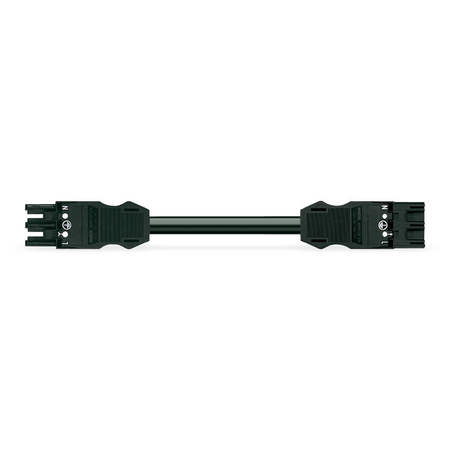 pre-assembled interconnecting cable; Eca; Socket/plug; 3-pole; Cod. A; H05Z1Z1-F 3G 1.5 mm²; 4m; 1,50 mm²; black