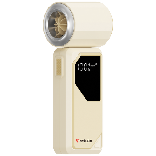 Ventilator portabil Verbatim Cool'n'Go AirJet W/S, 6 W, 4000 mAh, 20000 rpm, LED Display (Alb/Argintiu)
