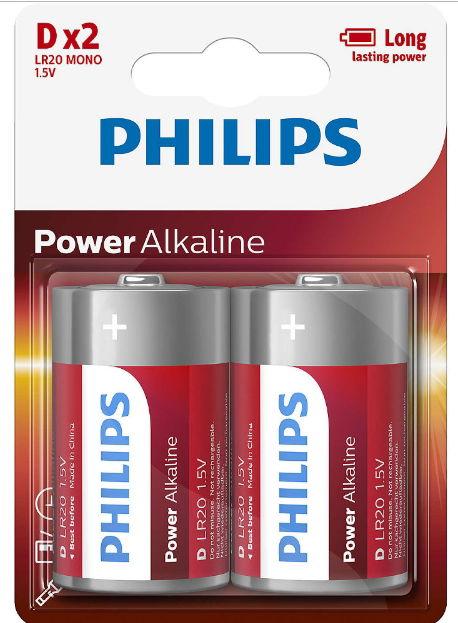 Baterii Philips Power Alkaline LR20P2B/10, D, 2 buc