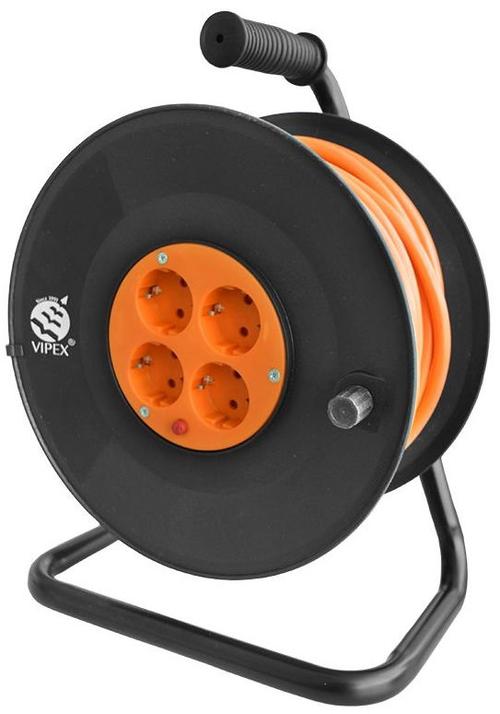 Prelungitor tambur Vipex PS15-T20, 4 prize, 20 m (Negru/Portocaliu)