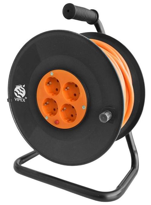 Prelungitor Tambur Vipex PS25-T30, 4 prize, 30 m (Negru/Portocaliu)