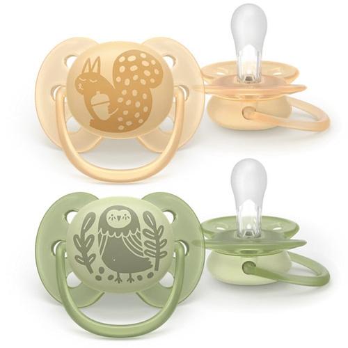 Set 2 suzete Philips Avent Ultra Soft SCF091/46, cu disc flexibil, pentru pielea sensibila a bebelusului, ortodontice, fara BPA, 6-18 luni