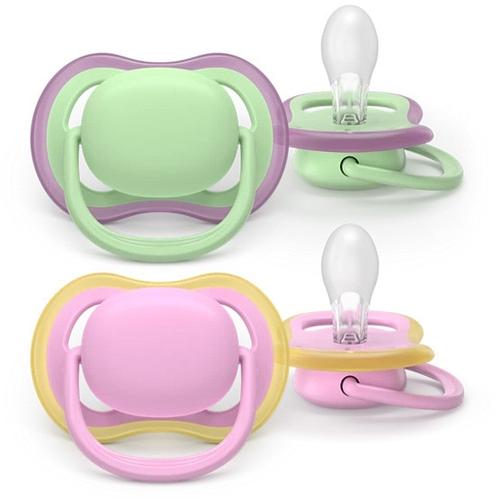 Set 2 suzete Philips Avent Ultra Air SCF087/12 care lasa pielea bebelusului sa respire, ortodontice, fara BPA, 6-18 luni, colorat