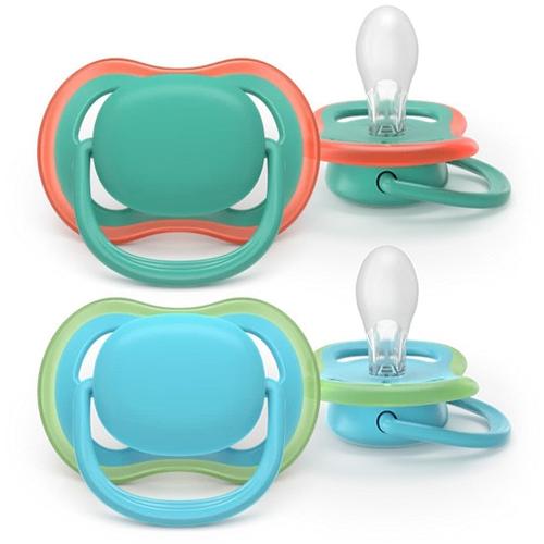 Set 2 suzete Philips Avent Ultra Air SCF087/10 care lasa pielea bebelusului sa respire, ortodontice, fara BPA, 6-18 luni, colorat