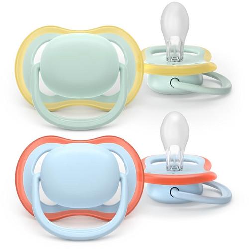 Set 2 suzete Philips Avent Ultra Air SCF087/01 care lasa pielea bebelusului sa respire, ortodontice, fara BPA, 0-6 luni, colorat