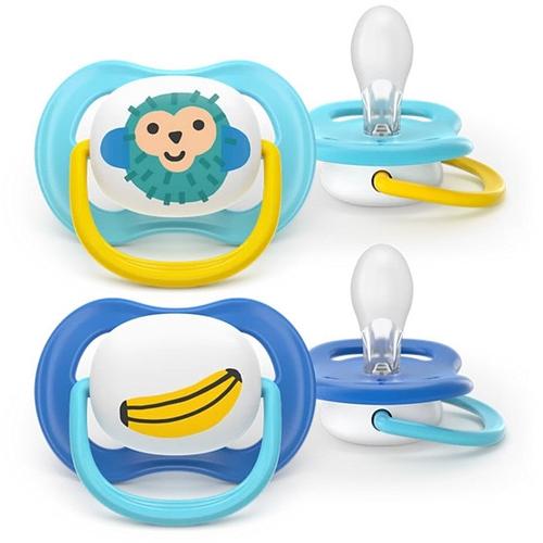 Set 2 suzete Philips Avent Ultra Air SCF080/26 care lasa pielea bebelusului sa respire, ortodontice, fara BPA, 6-18 luni, colorat