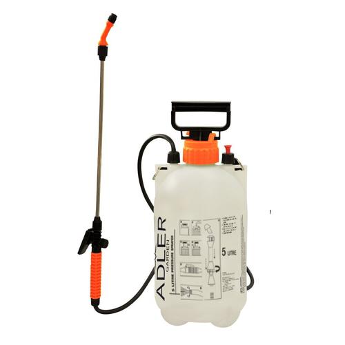 Pulverizator manual cu presiune Adler Ad6806, 5l, 250Kpa, 43x18cm, 148cm (Alb/Portocaliu)