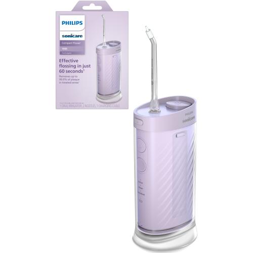 Irigator bucal tip dus bucal Philips Sonicare Seria 1000 HX3333/23, compact si portabil, rezervor pliabil de 200 ml, 3 moduri de curatare, contine 2 capete de curatare (1 capat Standard N1, 1 capat Confort N2 (Mov)