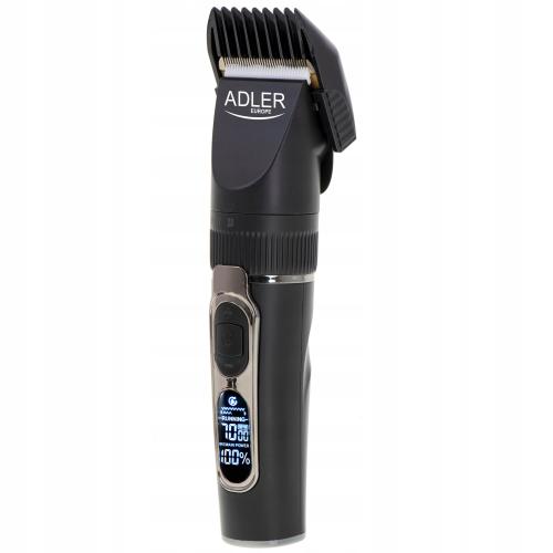 Aparat de tuns profesional cu afisaj LCD Adler AD2837, Autonomie 210 minute, 8 capete incluse (Negru)