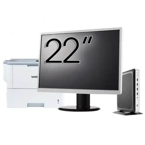 Pachet PC refurbished HP T630 Thin Client, AMD GX-420GI 2.00GHz, 8GB DDR4, 128GB SSD + Monitor 22" &amp; Imprimanta Brother HL-L6300DW