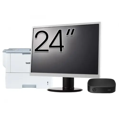 Pachet PC refurbished HP T430 Thin Client, Intel Celeron N4000 1.10-2.60GHz, 2GB DDR4, 16GB SSD + Monitor 24" &amp; Imprimanta Brother HL-L6300DW