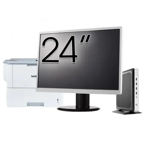 Pachet PC refurbished HP T630 Thin Client, AMD GX-420GI 2.00GHz, 8GB DDR4, 32GB SSD Flash + Monitor 24" &amp; Imprimanta Brother HL-L6300DW