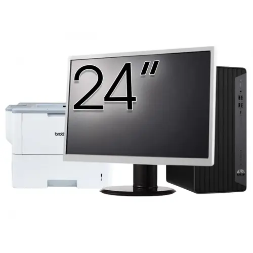 Pachet Calculator refurbished HP EliteDesk 800 G6 Tower, Intel Core i5-10400F 2.90 - 4.30GHz, 16GB DDR4, Placa Video AMD Radeon R7 430 2GB, 256GB SSD + Monitor 24" &amp; Imprimanta Brother HL-L6300DW