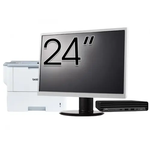 Pachet Calculator refurbished HP ProDesk 400 G6 Mini, Intel Core i5-10500T 2.30 - 3.80GHz, 8GB DDR4, 256GB SSD + Monitor 24" &amp; Imprimanta Brother HL-L6300DW
