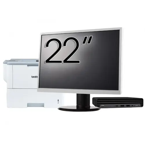 Pachet Calculator refurbished HP ProDesk 400 G6 Mini, Intel Core i5-10500T 2.30 - 3.80GHz, 8GB DDR4, 256GB SSD + Monitor 22" &amp; Imprimanta Brother HL-L6300DW