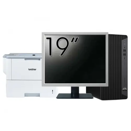 Pachet Calculator refurbished HP EliteDesk 800 G6 Tower, Intel Core i5-10400F 2.90 - 4.30GHz, 16GB DDR4, Placa Video AMD Radeon R7 430 2GB, 256GB SSD + Monitor 19" &amp; Imprimanta Brother HL-L6300DW