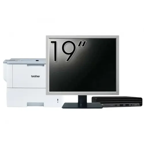 Pachet Calculator refurbished HP ProDesk 400 G6 Mini, Intel Core i5-10500T 2.30 - 3.80GHz, 8GB DDR4, 256GB SSD + Monitor 19" &amp; Imprimanta Brother HL-L6300DW