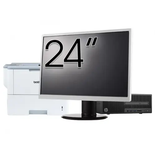 Pachet Calculator refurbished HP 280 G2 SFF, Intel Core i3-6100 3.70GHz, 8GB DDR4, 500GB HDD, DVD-ROM + Monitor 24" &amp; Imprimanta Brother HL-L6300DW