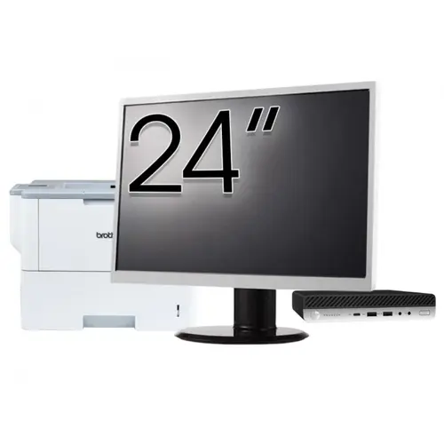 Pachet Calculator refurbished HP ProDesk 400 G4 Mini PC, Intel Core i3-8100T 3.40GHz, 8GB DDR4, 256GB SSD + Monitor 24" &amp; Imprimanta Brother HL-L6300DW