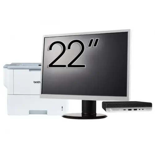 Pachet Calculator refurbished HP ProDesk 400 G4 Mini PC, Intel Core i3-8100T 3.40GHz, 8GB DDR4, 256GB SSD + Monitor 22" &amp; Imprimanta Brother HL-L6300DW