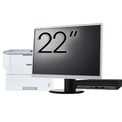 Pachet Calculator refurbished HP EliteDesk 800 G6 Mini PC, Intel Core i5-10500T 2.30 - 3.80GHz, 8GB DDR4, 256GB SSD + Monitor 22" &amp; Imprimanta Brother HL-L6300DW