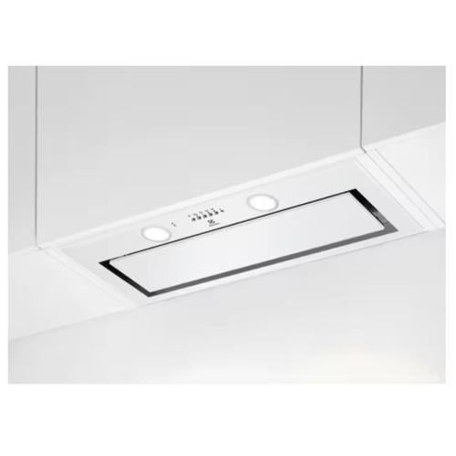Hota incorporabila tip caseta Electrolux Seria 700 SENSE LFG719W, 700 mc/h, 77 cm, Conectivitate plita, Telecomanda ca si accesoriu, 1 motor, 3 viteze + intensiv, 1 filtru de aluminiu lavabil, Control electronic, Putere de absorbtie (Alb)
