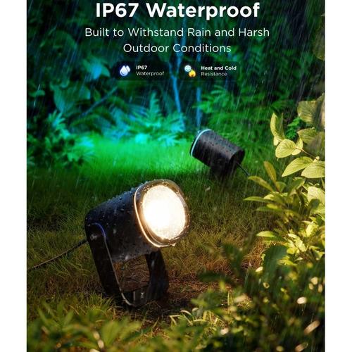Spoturi de exterior Govee  H7093311, 2 bucati LED pentru exterior, 16 milioane de culori, 69 de moduri de scena, weather-resistant, Clasa energetica G