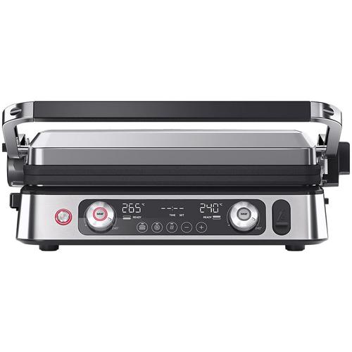 Gratar electric Braun MultiGrill 9 Pro CG9160, 2200 W, 3 moduri de gatire, 2 zone de gatit, 3 programe automate, sonda termica, 1 set placi detasabile, deschidere 180°, functie Sear, tava scurgere detasabila (Argintiu)