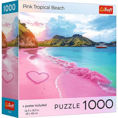 Puzzle Trefl din 1000 piese - Plaja tropicala roz