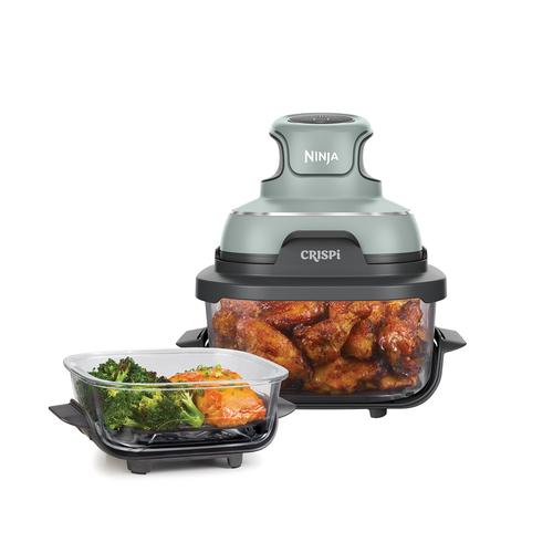 Friteuza cu aer cald Ninja CRISPi 4in1 FN101, PowerPod 1700W, 3.8L/1.4L, 2 recipiente sticla termorezistenta TempWare, 2 placi cu invelis ceramic Crisper Plate, 2 capace pentru depozitare (Verde)