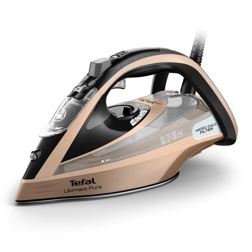 Fier de calcat Tefal Ultimate Pure FV9852E0, 3200 W, Talpa Durilium AirGlide Autoclean, Debit de abur 60 g/min, Rezervor 0.35 l, Jet de abur 300 g/min, Autocuratare (Negru/Cupru)