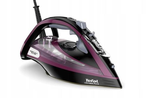 Fier de calcat Tefal Ultimate Pure FV9835E0, 3000 W, 240g/min, 350 ml, Talpa Durilium AirGlide Autoclean (Negru/Violet)