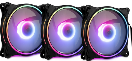Set ventilatoare Inter-Tech Argus RS-08, iluminare RGB, 3 x 120mm (Negru)