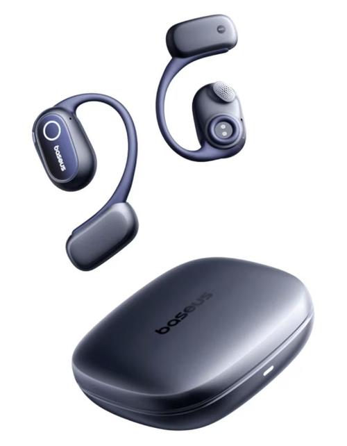 Casti alergare True Wireless Baseus Bowie MF1, Open-Ear, Bluetooth 5.4, IPX4 (Negru/Albastru)