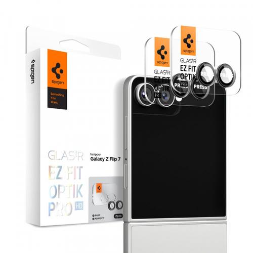Folie de protectie Camera Spate Spigen GlastR EZ FIT Optik Pro HD pentru Samsung Galaxy Z Flip7 F766, Sticla Securizata, Set 2 bucati