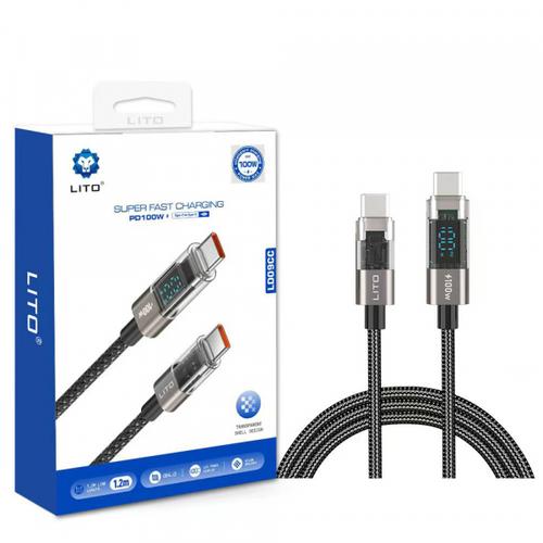 Cablu Date si Incarcare USB-C - Lightning Lito LD09CC Display, 100W, 1.2m