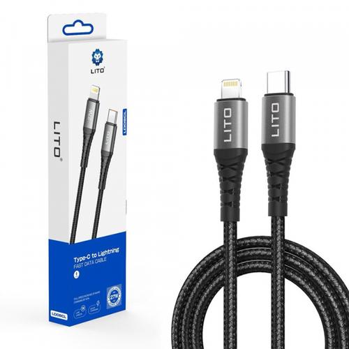Cablu Date/Incarcare Lito LD22CL, USB-C - Lightning, 27W, 2m