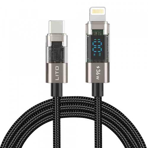 Cablu Date/Incarcare Lito LD09CL Display, USB-C - Lightning, 36W, 1.2m
