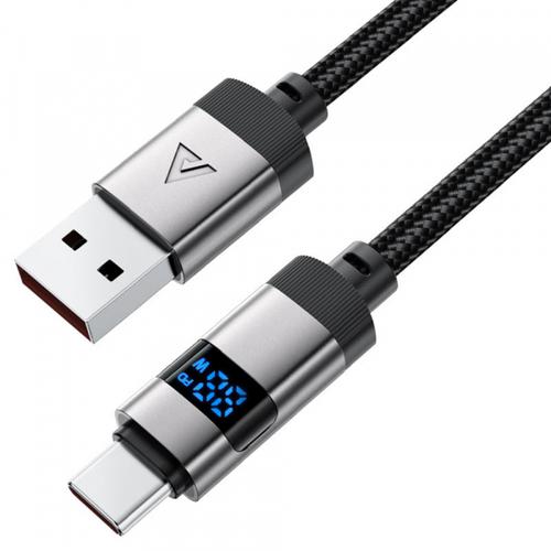 Cablu de Date si Incarcare USB-A - USB-C Acefast C15-04 Display, 66W, 1.2m (Negru)