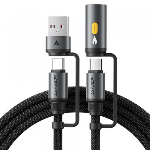 Cablu Date si Incarcare USB-C / USB-A - USB-C / Bricheta Acefast J6, 60W, 1.2m (Negru)