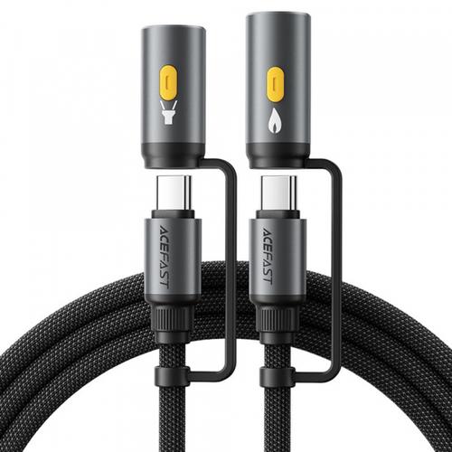 Cablu de Date si Incarcare USB-C / Lanterna - USB-C / Bricheta Acefast J4, 60W, 1.2m (Negru)