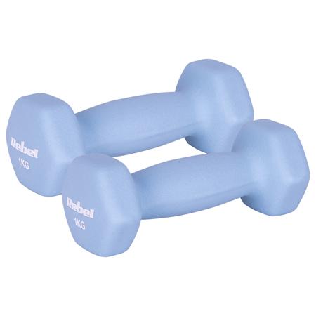 Set gantere Rebel Active RBA-2330-1, 2 x 1kg, fonta si invelis de neopren (Albastru)
