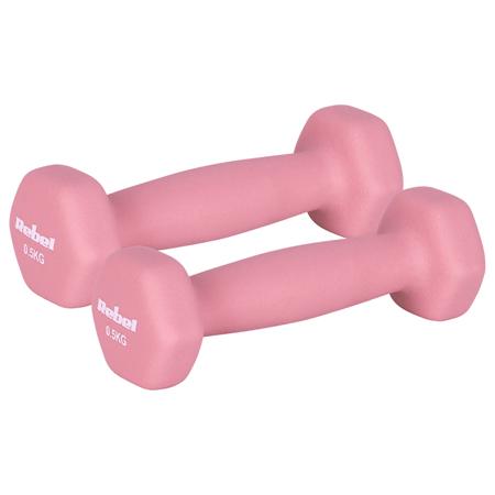 Set gantere Rebel Active RBA-2330-0.5, 2 x 0.5kg, fonta si invelis de neopren (Roz)