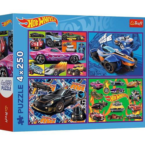 Puzzle Trefl din 4 x 250 piese - Masini de curse